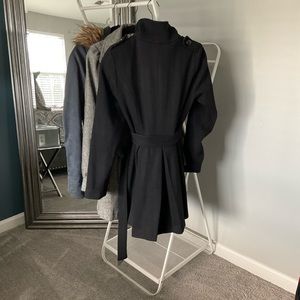 Calvin Klein mid weight black herringbone double breasted pea coat. Size 2.